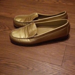 Gold loafers